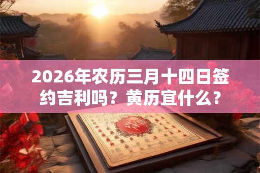 2026年农历三月十四日签约吉利吗?黄历宜什么? 2026年农历三月十四日签约吉利吗?黄历宜什么?