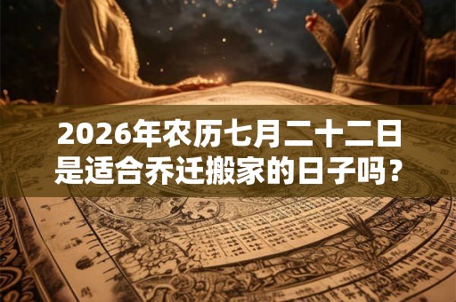2026年农历七月二十二日是适合乔迁搬家的日子吗? 2026年农历七月二十二日是适合乔迁搬家的日子吗?
