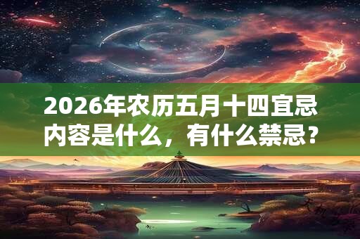 2026年农历五月十四宜忌内容是什么,有什么禁忌? 2026年农历五月十四宜忌内容是什么,有什么禁忌?