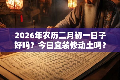 2026年农历二月初一日子好吗？今日宜装修动土吗？