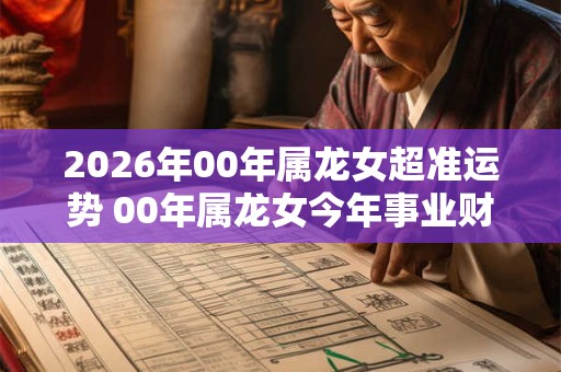 2026年00年属龙女超准运势 00年属龙女今年事业财运如何 2026年00年属龙女超准运势 00年属龙女今年事业财运如何