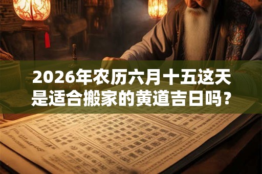 2026年农历六月十五这天是适合搬家的黄道吉日吗? 2026年农历六月十五这天是适合搬家的黄道吉日吗?