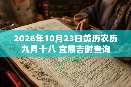 2026年10月23日黄历农历九月十八 宜忌吉时查询 2026年10月23日黄历农历九月十八 宜忌吉时查询