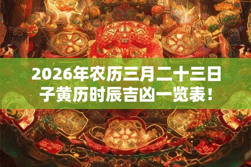2026年农历三月二十三日子黄历时辰吉凶一览表！