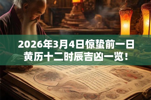 2026年3月4日惊蛰前一日黄历十二时辰吉凶一览！