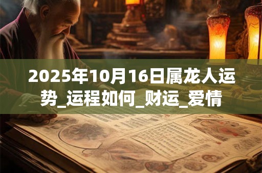2025年10月16日属龙人运势_运程如何_财运_爱情 2025年10月16日属龙人运势_运程如何_财运_爱情