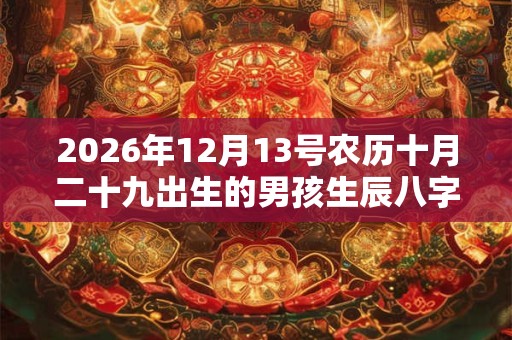 2026年12月13号农历十月二十九出生的男孩生辰八字起名 2026年12月13号农历十月二十九出生的男孩生辰八字起名