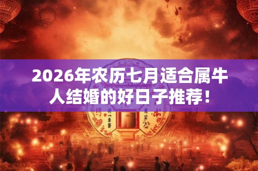 2026年农历七月适合属牛人结婚的好日子推荐！