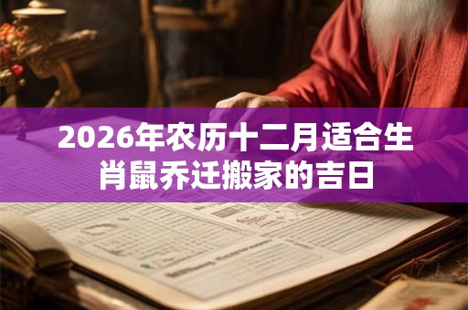 2026年农历十二月适合生肖鼠乔迁搬家的吉日 2026年农历十二月适合生肖鼠乔迁搬家的吉日