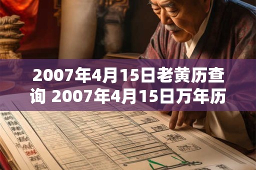 2007年4月15日老黄历查询 2007年4月15日万年历黄道吉日