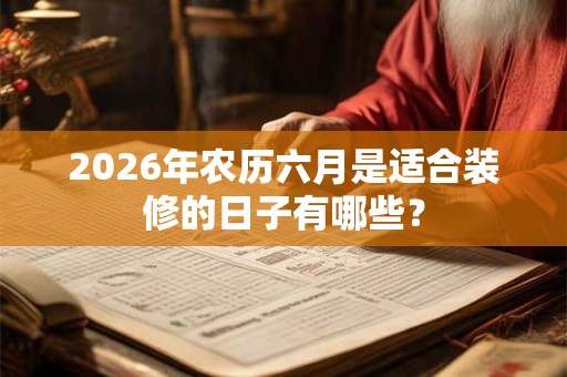 2026年农历六月是适合装修的日子有哪些? 2026年农历六月是适合装修的日子有哪些?