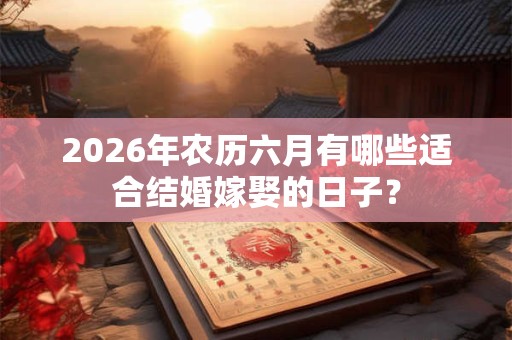 2026年农历六月有哪些适合结婚嫁娶的日子？