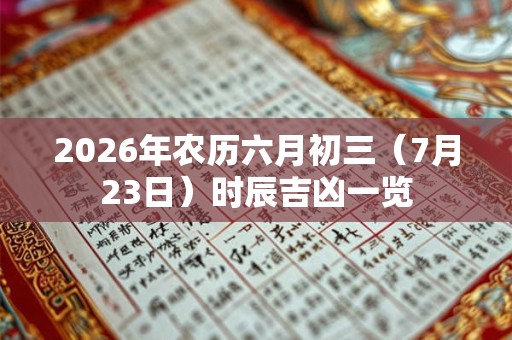 2026年农历六月初三（7月23日）时辰吉凶一览