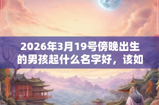 2026年3月19号傍晚出生的男孩起什么名字好,该如何取名? 2026年3月19号傍晚出生的男孩起什么名字好,该如何取名?