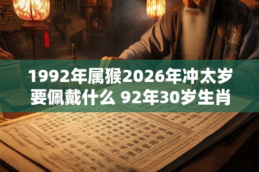 1992年属猴2026年冲太岁要佩戴什么 92年30岁生肖猴犯太岁怎么化解 1992年属猴2026年冲太岁要佩戴什么 92年30岁生肖猴犯太岁怎么化解