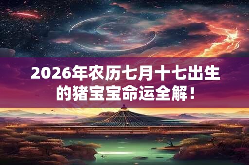 2026年农历七月十七出生的猪宝宝命运全解！