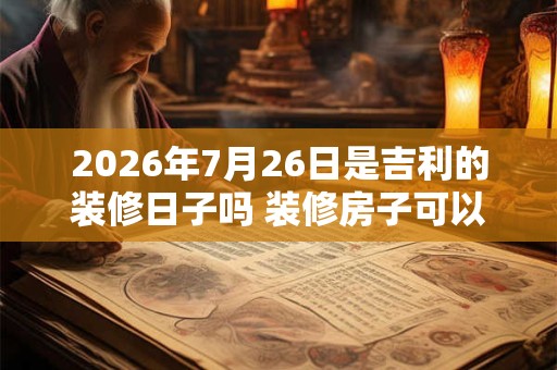 2026年7月26日是吉利的装修日子吗 装修房子可以吗