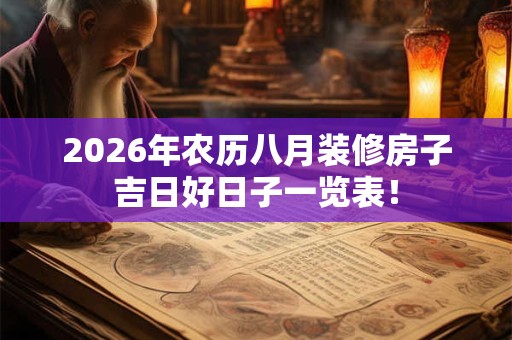 2026年农历八月装修房子吉日好日子一览表! 2026年农历八月装修房子吉日好日子一览表!