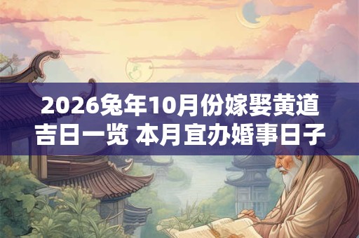 2026兔年10月份嫁娶黄道吉日一览 本月宜办婚事日子 2026兔年10月份嫁娶黄道吉日一览 本月宜办婚事日子