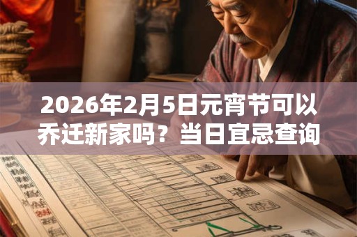 2026年2月5日元宵节可以乔迁新家吗？当日宜忌查询