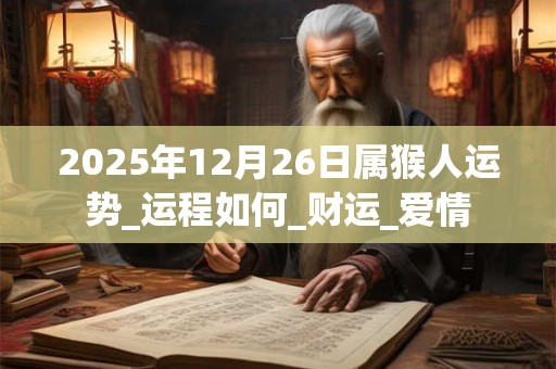 2025年12月26日属猴人运势_运程如何_财运_爱情 2025年12月26日属猴人运势_运程如何_财运_爱情