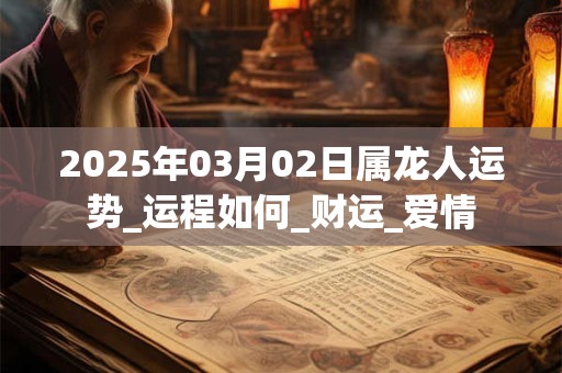 2025年03月02日属龙人运势_运程如何_财运_爱情