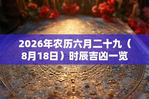 2026年农历六月二十九(8月18日)时辰吉凶一览 2026年农历六月二十九(8月18日)时辰吉凶一览