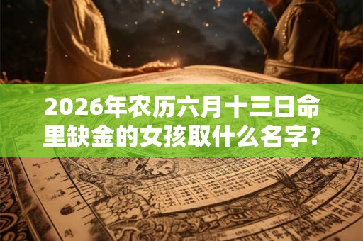 2026年农历六月十三日命里缺金的女孩取什么名字？