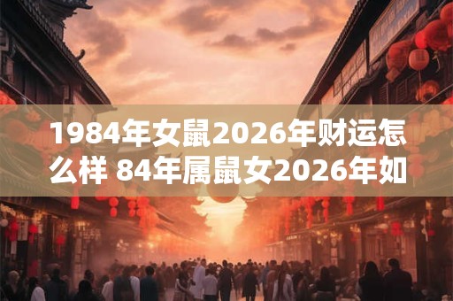 1984年女鼠2026年财运怎么样 84年属鼠女2026年如何提升财运