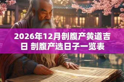 2026年12月剖腹产黄道吉日 剖腹产选日子一览表 2026年12月剖腹产黄道吉日 剖腹产选日子一览表