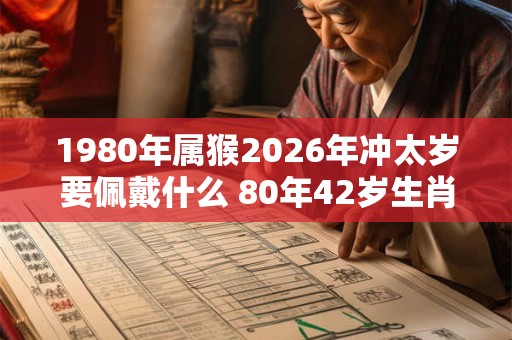1980年属猴2026年冲太岁要佩戴什么 80年42岁生肖猴犯太岁怎么化解
