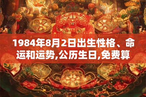 1984年8月2日出生性格、命运和运势,公历生日,免费算命 1984年8月2日出生性格、命运和运势,公历生日,免费算命