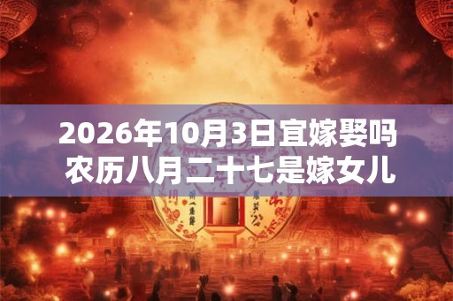 2026年10月3日宜嫁娶吗 农历八月二十七是嫁女儿黄道吉日吗 2026年10月3日宜嫁娶吗 农历八月二十七是嫁女儿黄道吉日吗