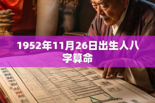 1952年11月26日出生人八字算命 1952年11月26日出生人八字算命