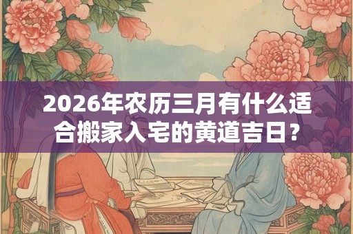 2026年农历三月有什么适合搬家入宅的黄道吉日？