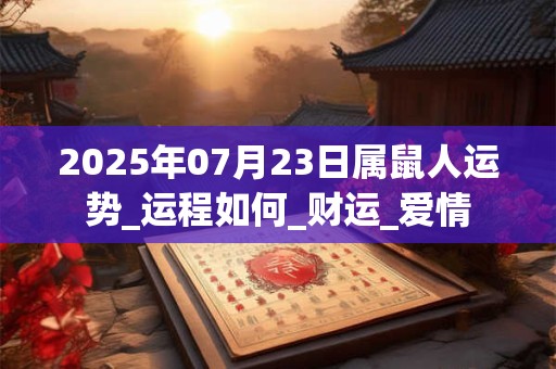 2025年07月23日属鼠人运势_运程如何_财运_爱情 2025年07月23日属鼠人运势_运程如何_财运_爱情