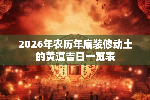 2026年农历年底装修动土的黄道吉日一览表 2026年农历年底装修动土的黄道吉日一览表