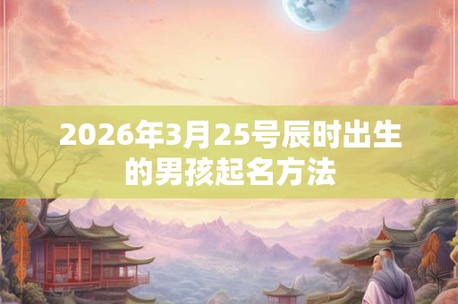 2026年3月25号辰时出生的男孩起名方法 2026年3月25号辰时出生的男孩起名方法