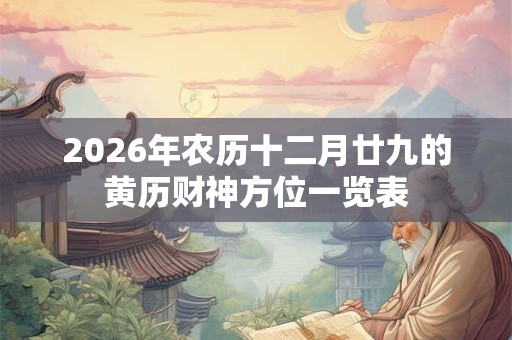 2026年农历十二月廿九的黄历财神方位一览表 2026年农历十二月廿九的黄历财神方位一览表