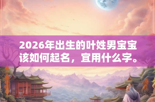 2026年出生的叶姓男宝宝该如何起名,宜用什么字。 2026年出生的叶姓男宝宝该如何起名,宜用什么字。