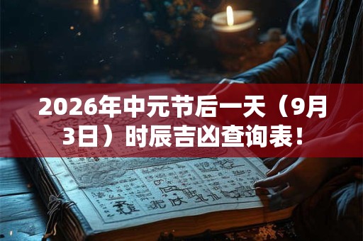 2026年中元节后一天(9月3日)时辰吉凶查询表! 2026年中元节后一天(9月3日)时辰吉凶查询表!