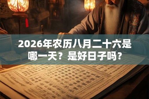 2026年农历八月二十六是哪一天？是好日子吗？