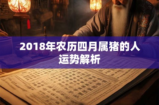 2018年农历四月属猪的人运势解析