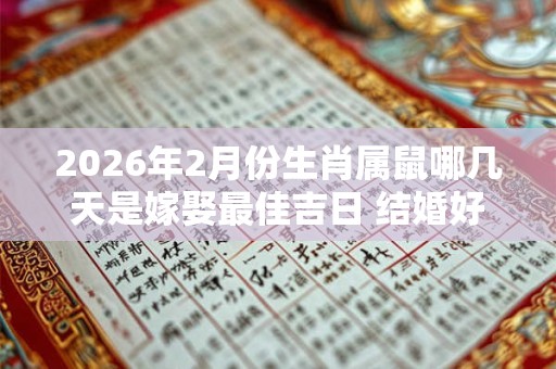 2026年2月份生肖属鼠哪几天是嫁娶最佳吉日 结婚好日子 2026年2月份生肖属鼠哪几天是嫁娶最佳吉日 结婚好日子