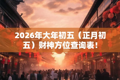 2026年大年初五（正月初五）财神方位查询表！