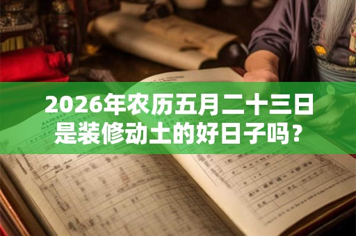 2026年农历五月二十三日是装修动土的好日子吗？