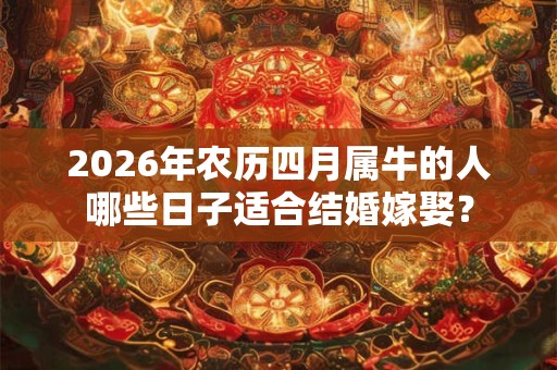 2026年农历四月属牛的人哪些日子适合结婚嫁娶? 2026年农历四月属牛的人哪些日子适合结婚嫁娶?