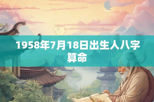 1958年7月18日出生人八字算命