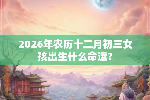 2026年农历十二月初三女孩出生什么命运？