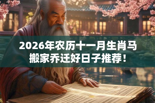 2026年农历十一月生肖马搬家乔迁好日子推荐! 2026年农历十一月生肖马搬家乔迁好日子推荐!